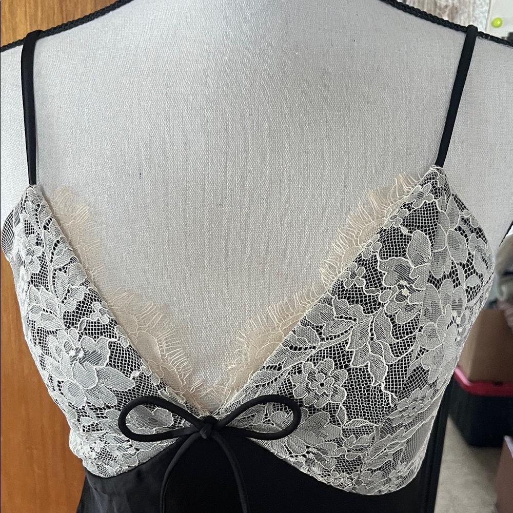 Francesca's Black & Ivory Lace Satin Camisole - Picture 3 of 8